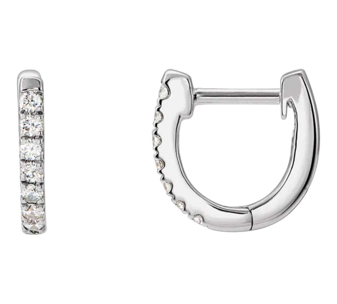 Hoop Earrings 10mm Adorn with Natural Diamonds in Silver - Jimmy Leon Fine Jewelry