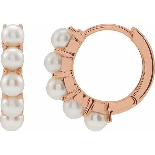 Huggie Hoop Pearl Earrings in 14k Gold - Jimmy Leon Fine Jewelry