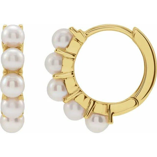 Huggie Hoop Pearl Earrings in 14k Gold - Jimmy Leon Fine Jewelry