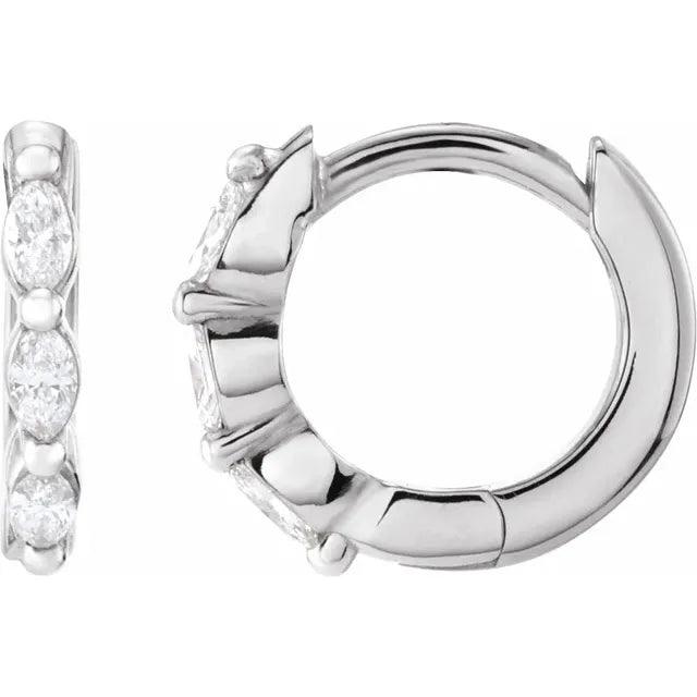 Marquise Diamond Hoop Earrings 10mm in Silver - Jimmy Leon Fine Jewelry
