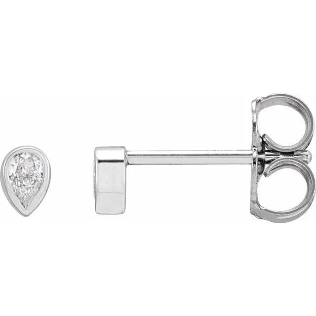 Pear Diamond Bezel Stud Earrings in Silver - Jimmy Leon Fine Jewelry