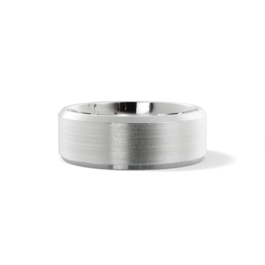 Satin Finish With Bevel Edge Cut 6mm Wedding Band in Silver - Jimmy Leon Fine Jewelry