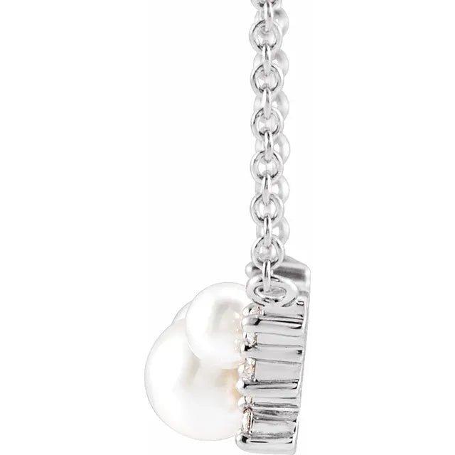 White Pearl adorned with .08 CTW Natural Diamond in Silver - Jimmy Leon Fine Jewelry