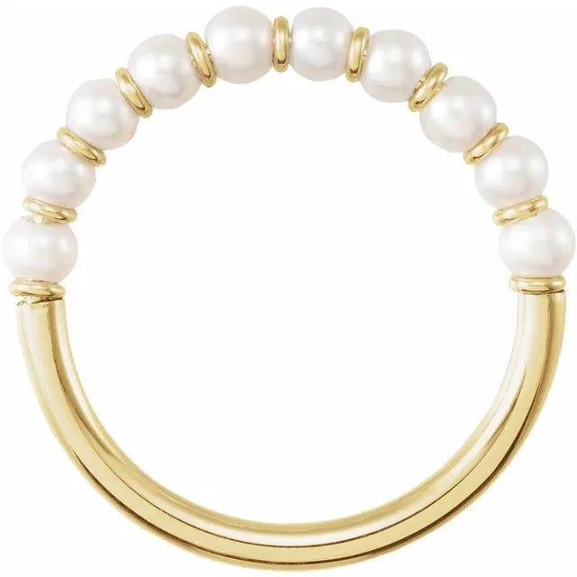 White Pearl Line Ring - Jimmy Leon Fine Jewelry